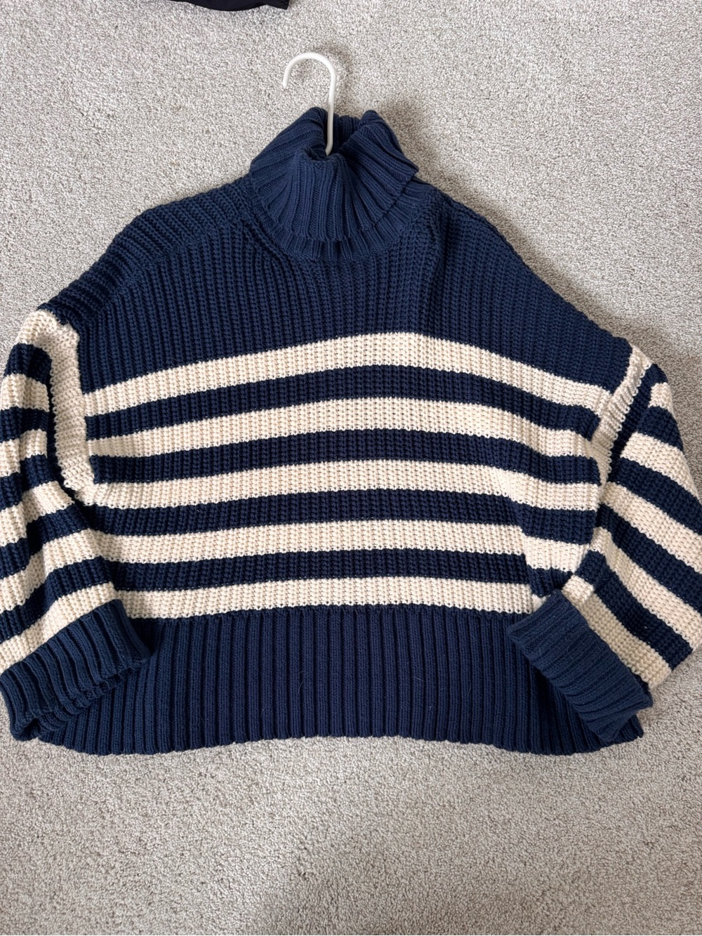 Madewell Navy & Cream Striped Cowl Neck Sweater
